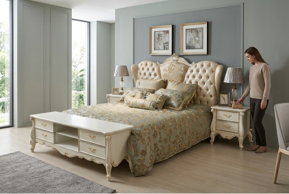 Chesterfield Bett Gepolsterte Betten Schlafzimmer Ehebett Betten 180x200cm neu