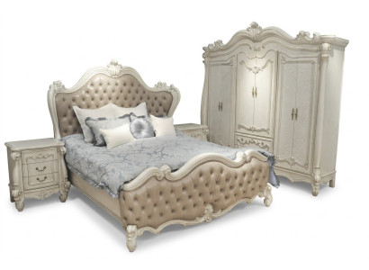 Bett + 2x Nachttisch 3 tlg. Schlafzimmer Set Luxus Designer Schlafzimmer