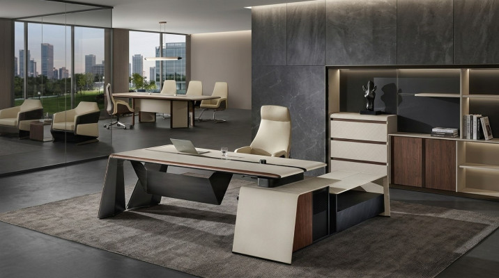 Design Büro Schreibtisch Tisch Sessel Einrichtung Ecktisch mit Stuhl 2tlg.