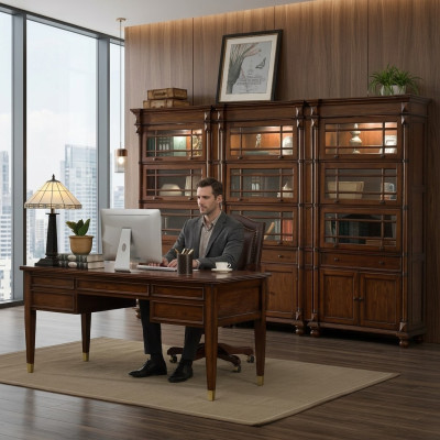 Schreibtisch Set Büro Garnitur tisch Chef Sessel Schrank Einrichtung Neu 5tlg.