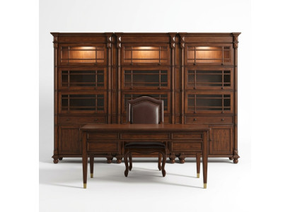 Schreibtisch Chef Tische Büro Klassisches Zimmer Schrank Sessel Holz
