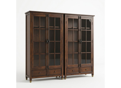 Set 2x Vitrine Kommoden Vitrinen Glas Schrank Glasschrank Vitrinenschrank Holz