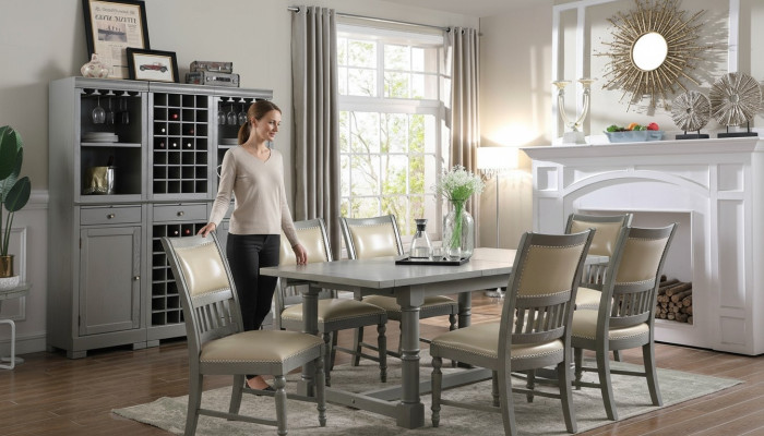 Esstisch Garnitur Tisch 6x Stühle Stuhl Esszimmer Gruppe Tisch Holz Leder