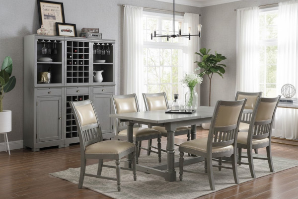 Esstisch Garnitur Tisch 6x Stühle Stuhl Esszimmer Gruppe Tisch Holz Leder
