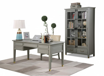 Büro Set Einrichtung Landhaus Schreibtisch Stuhl Aktenschrank Regal Tisch 3 tlg.