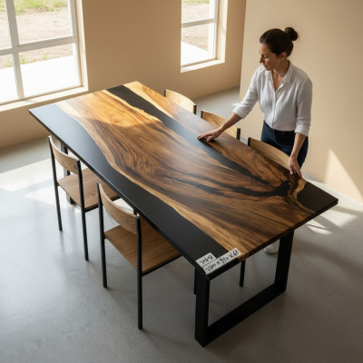 Luxus Design Epoxidharz Esstisch River Table Echtes Holz Massiv Tische