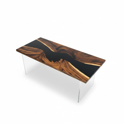 Epoxid Harz Esstisch Echtes Holz Massive Möbel Wasserfall Epoxy Tisch