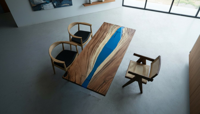 Esstisch River Table Massiv Tische 185x85cm Flusstisch Epoxidharz Meer