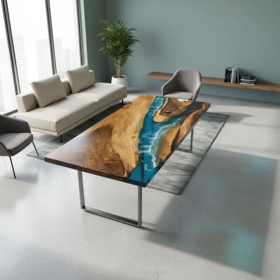 Esstisch Meer Wasser River Echtes Holz Flusstisch 161x81 Tische