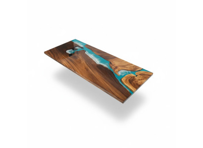 Epoxid Harz Fluss Tisch Echtes Massiv Holz Blau Wasser Tissche Epoxy