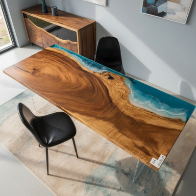 Tisch Esstisch Tische Harz Epoxy Massive Design Möbel 221x91 Echtes