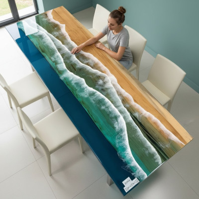 Esstisch Design Tisch Moderne Tische Meer Ozean Fluss Epoxid Harz
