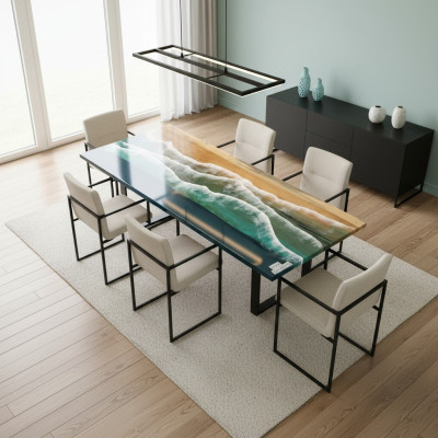 Esstisch Design Tisch Moderne Tische Meer Ozean Fluss Epoxid Harz