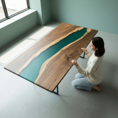 Konferenztisch Esstisch River Table Massiv 231x110 Epoxidharz Tische