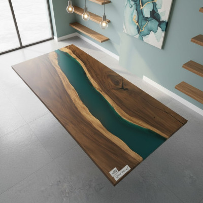 Konferenztisch Esstisch River Table Massiv 231x110 Epoxidharz Tische