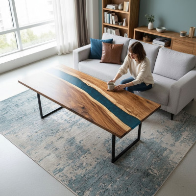Esstisch Table Epoxidharz Neu Tische 201x81 Flusstisch Echtes Holz