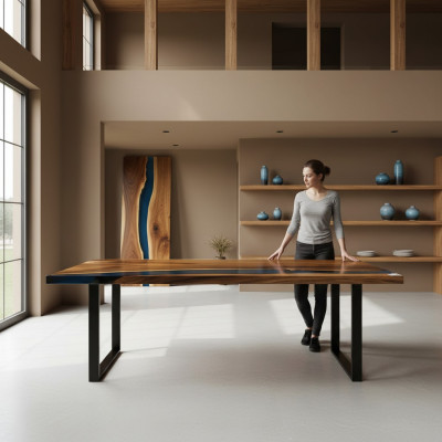 Fluss Tische Esstisch Design Tisch Moderne Meer Möbel 201x81 Epoxid