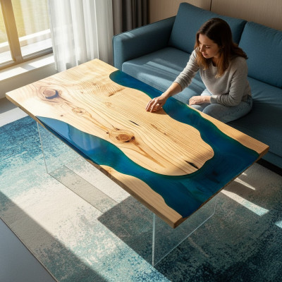 Fluss Tische Esstisch Design Tisch Moderne Möbel 160x80 Epoxid Harz