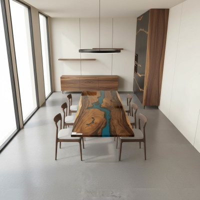 Epoxid harz esstisch echtes holz massive möbel deko wasserfall epoxy tisch