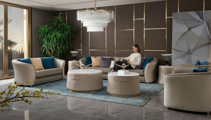 Sofagarnitur 421Sitzer Ledersofa Couch Wohnlandschaft Garnitur Design