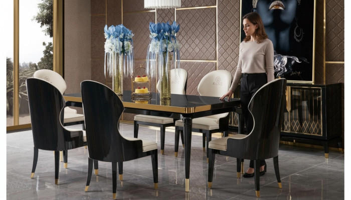 Komplette Esszimmer Garnitur Tisch 6x Lehnstuhl Stühle Luxus Essgruppe