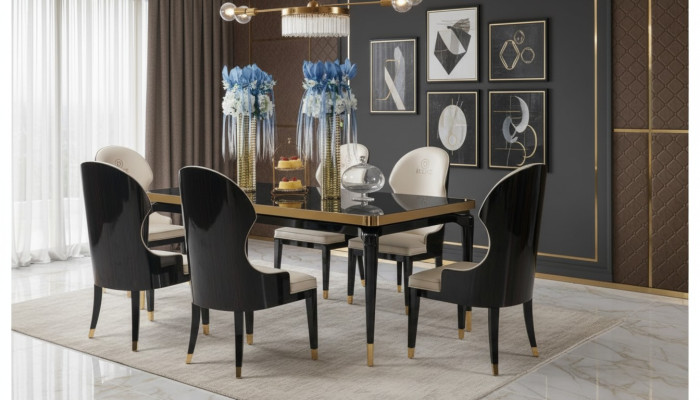 Komplette Esszimmer Garnitur Tisch 6x Lehnstuhl Stühle Luxus Essgruppe
