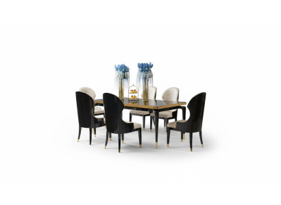 Komplette Esszimmer Garnitur Tisch 6x Lehnstuhl Stühle Luxus Essgruppe