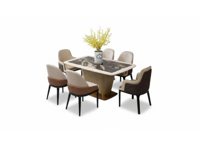 Komplette Esszimmer Garnitur Tisch 4x Lehnstuhl Stühle Luxus Essgruppe