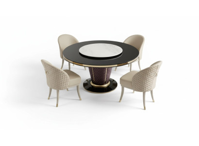 Design Rund Tisch 4x Sessel Stühle Ess Zimmer Sitz Polster Runde Tische