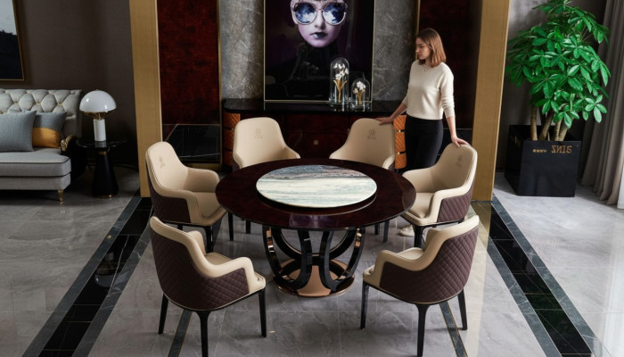 Gruppe Ess Tisch Sitz Wohn Zimmer Garnitur Tische Polster Holz Stuhl
