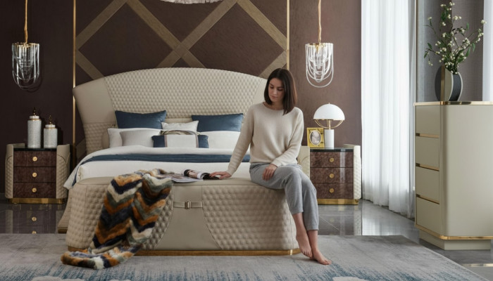 Bett Leder Schlafzimmer Möbel Luxury Moderne Betten 3tlg. Set Boxspring