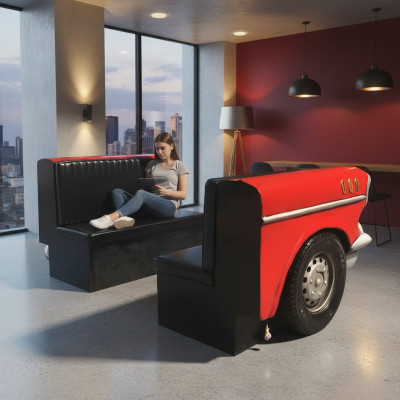 Doppel Auto Sofa Diner Sofa Couch Auto Möbel USA Einrichtung Deko Modell Leder