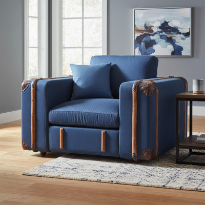Design sessel Koffer Textil Couch Polster Einsitzer Sofas wohnzimmer möbel retro