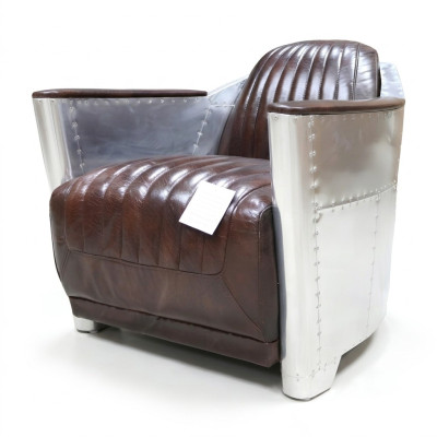 Echtleder Design Vintage Chromsessel Designsessel Sessel Flugzeug Aviator Leder