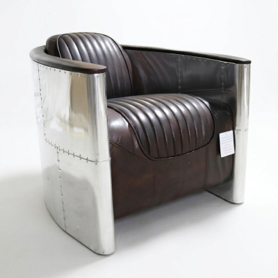 Sessel Design Echtleder Vintage Luxus Möbel Polster Aviator Flugzeug
