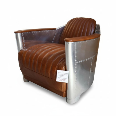 Ledersofa Sofa Couch Polster Einsitzer Sofas Couchen Flugzeug Aviator Aluminium