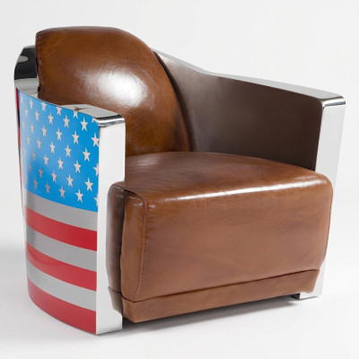 Echtleder Vintage Ledersessel Designsessel Rocket Union Jack Vintage