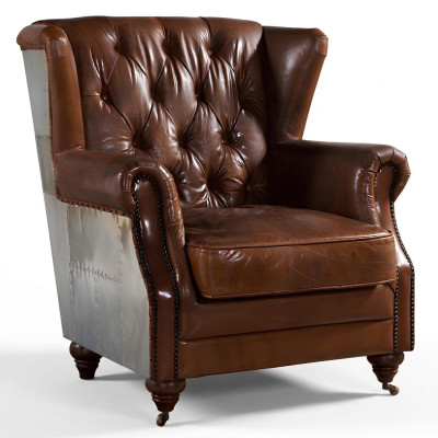 Ohrensessel Schöner Vintage Chesterfield Ohrenbacken-Sessel Clubsessel
