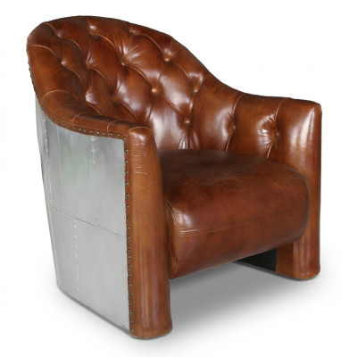 Aviator Chesterfield Vintage Lederstuhl Loungesessel Cocktailsessel vintage