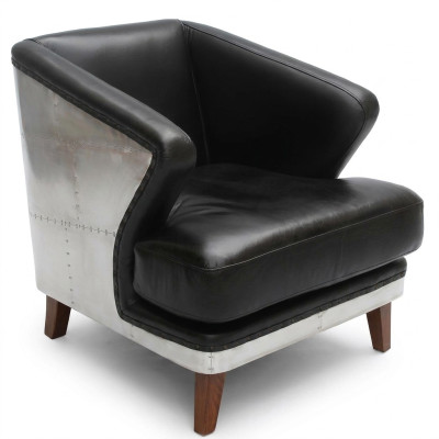Clubsessel Schwarz Leder Ledersessel Vintage Sessel Möbel Relax