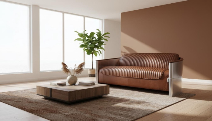 Design Club 3 Sitzer Sofa Ledersofa Dreisitzer Vintage Leder Aluminium Couchen