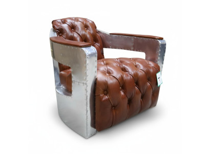Chesterfield Sessel Knopf Geschlossen Sitzen Shabby Vintage Tan Echtes