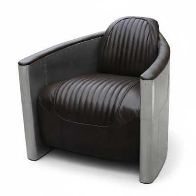 Aviator Sofa Sessel Couch club Lounge Aluminium Flugzeug Retro Echtleder Vintage
