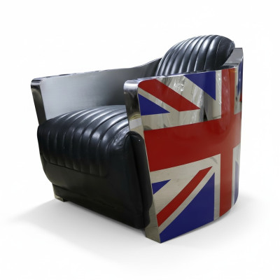 Echtleder Vintage Ledersessel Deko Designsessel Rocket Union Jack Vintage