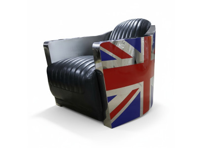 Echtleder Vintage Ledersessel Deko Designsessel Rocket Union Jack Vintage