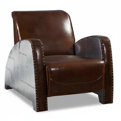 Cocktailsessel Leder Vintage Ledersessel Sessel Aviator Lounge Club Möbel Sofa