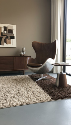 Eggchair Leder Braun Metall silber Ohrensessel Egg Chair Flieger Club