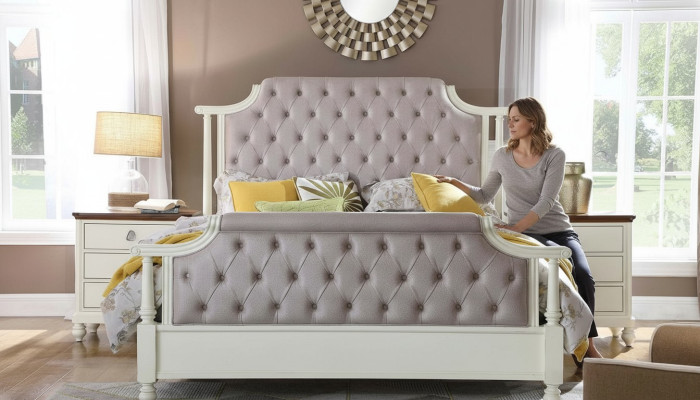 Schlafzimmer Set Bett 2x Nachttisch 3tlg. Betten Gründer Zeit Luxus Chesterfield