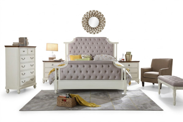 Schlafzimmer Set Bett 2x Nachttisch 3tlg. Betten Gründer Zeit Luxus Chesterfield