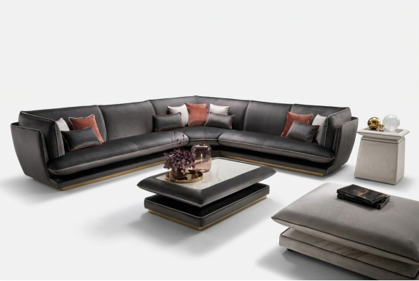 Sofa Couch Luxus Ecksofa Möbel Wohnzimmer Polster Design Textil arredoclassic